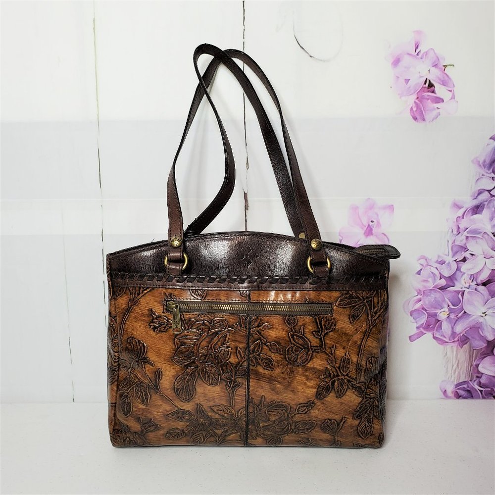 *SOLD* Patricia Nash Floral Poppy Florence Embossed Leather Shoulder Bag Tote - Picture 13 of 14